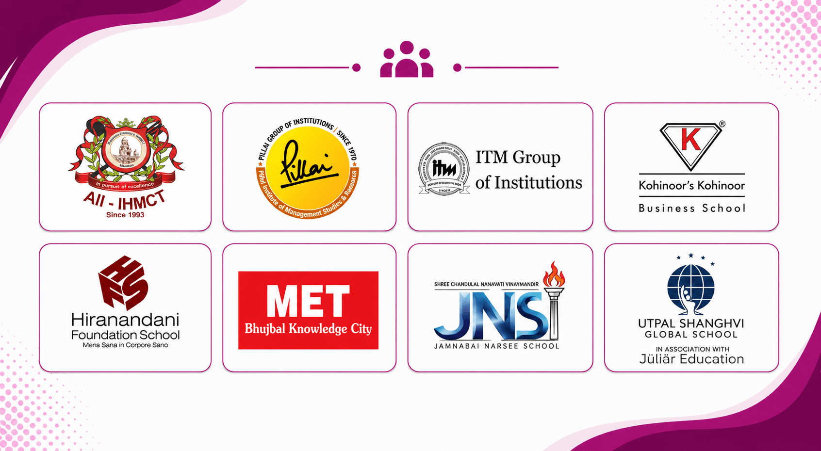 Our collaborations with institutions such as MET College, Pillai College of Management Studies, ITM Institute of Hotel Management, Anjuman-I-Islam HMCT, Kohinoor Business School, Hiranandani Foundation School, Jamnabai Narsee School, and Utpal Shanghvi Global School (in association with our partners) help young professionals understand that teamwork is not just a workplace skill — it is a life skill.