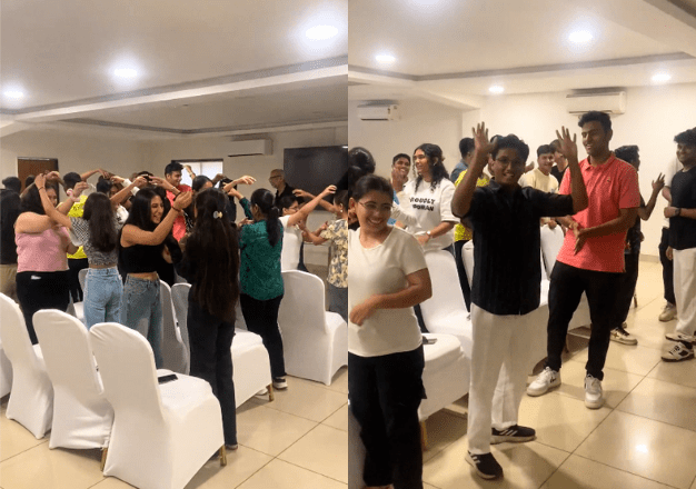 Group yoga session or office wellness activity.