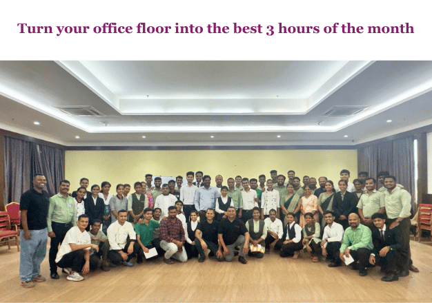 Turn your office floor into the best 3 hours of the month — group photo after a Woosh Biz session